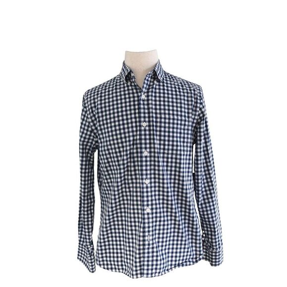 Bonobos Navy Gingham Check Shirt Size M Standard Fit Preppy Classiccore EUC - Picture 2 of 8
